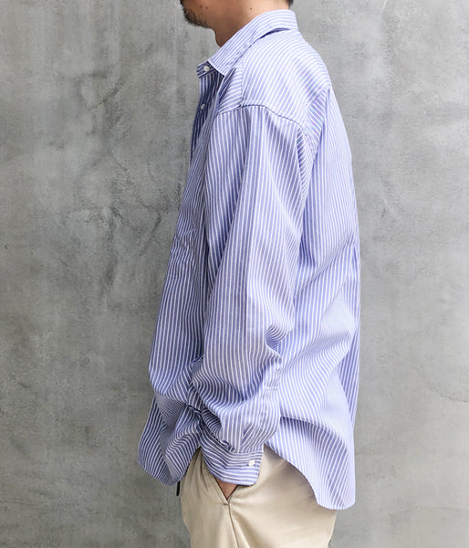 Goldwin/STRIPED OVERSIZED SHIRT (SAXE STRIPE)