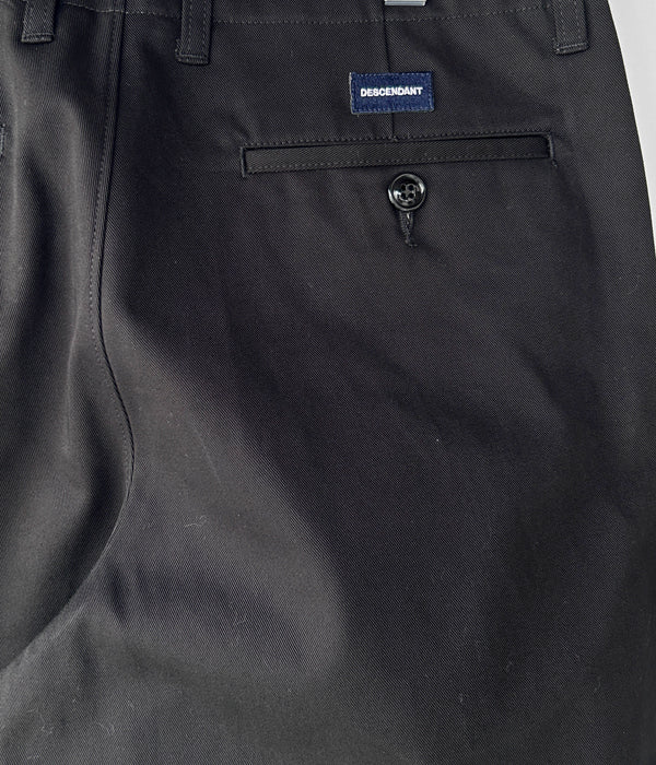 DESCENDANT/DC-6 ORGANIC COTTON TWILL TROUSERS (BLACK)