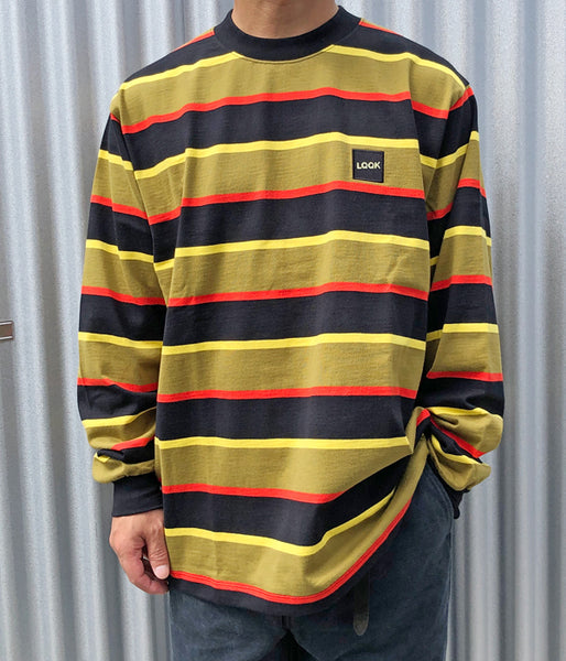 LQQK Studio/L/S RUGBY WEIGHT BORDER TEE BOX LOGO (OLIVE)