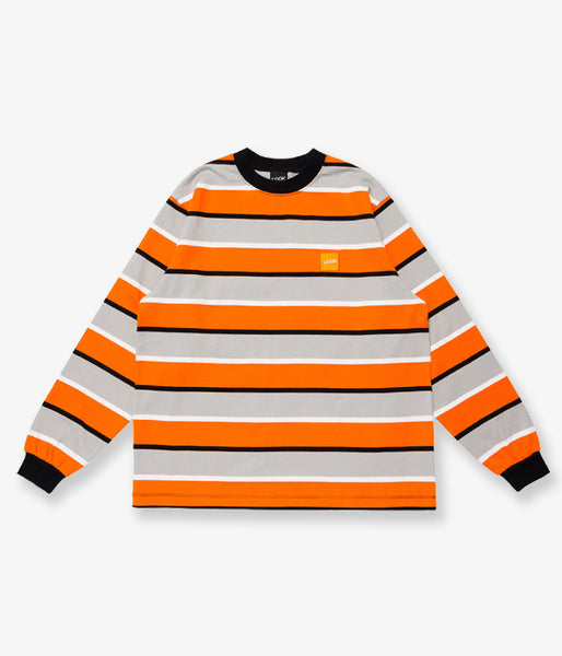 LQQK Studio/L/S RUGBY WEIGHT BORDER TEE BOX LOGO (ORANGE)