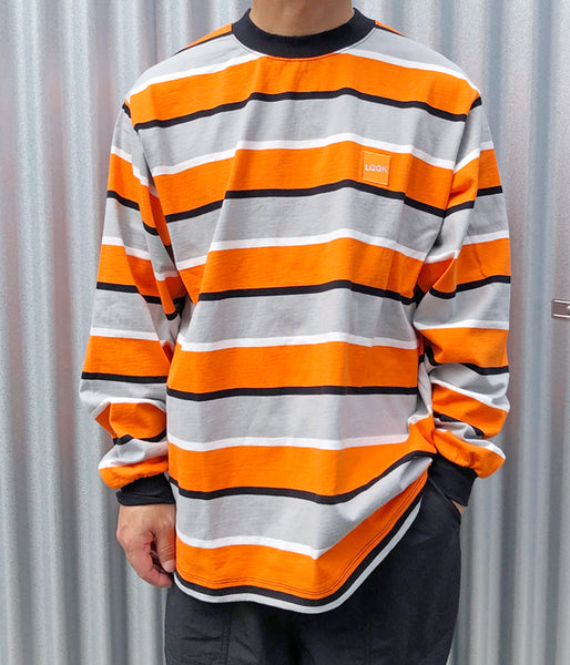 LQQK Studio/L/S RUGBY WEIGHT BORDER TEE BOX LOGO (ORANGE)