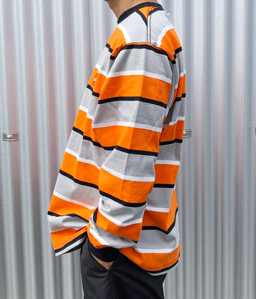 LQQK Studio/L/S RUGBY WEIGHT BORDER TEE BOX LOGO (ORANGE)