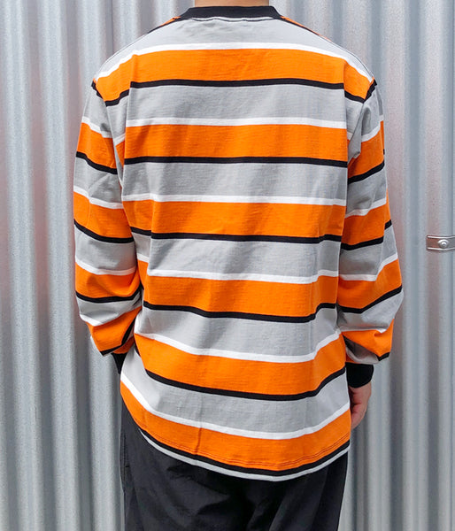 LQQK Studio/L/S RUGBY WEIGHT BORDER TEE BOX LOGO (ORANGE)