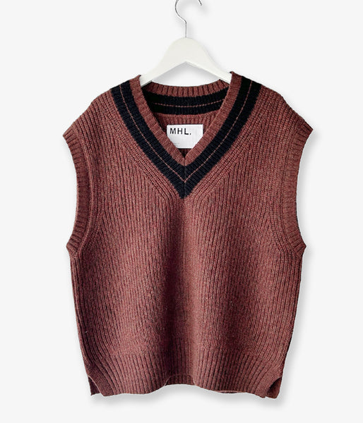 MHL./TOUGH WOOL RIB VEST WOMENS (RUST)