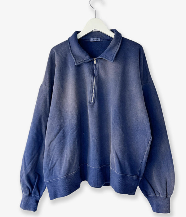 INTERIM/VINTAGE FADE HALF ZIP COLLAR SWEAT SHIRT (NASU)