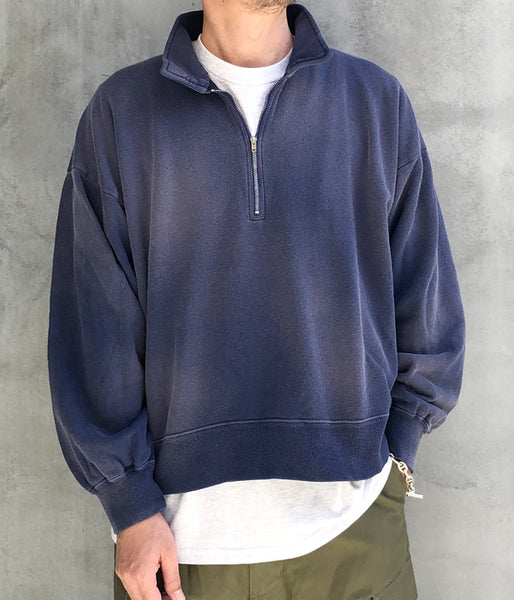 INTERIM/VINTAGE FADE HALF ZIP COLLAR SWEAT SHIRT (NASU)