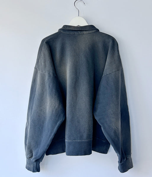 INTERIM/VINTAGE FADE HALF ZIP COLLAR SWEAT SHIRT (SUMI)