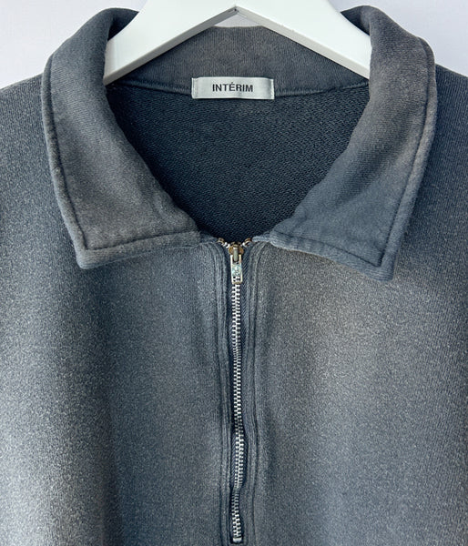 INTERIM/VINTAGE FADE HALF ZIP COLLAR SWEAT SHIRT (SUMI)