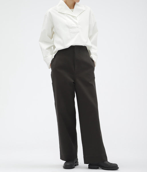 MHL./JAPANESE DENSE COTTON PANTS WOMENS (DARK BROWN)