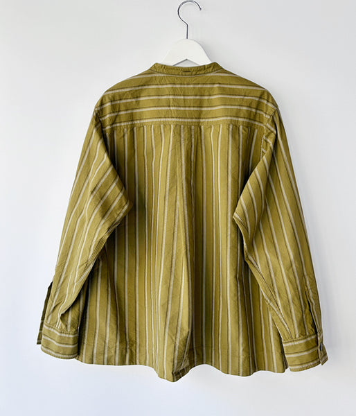 MHL./OFFSET STRIPE COTTON SHIRT WOMENS (OLIVE)