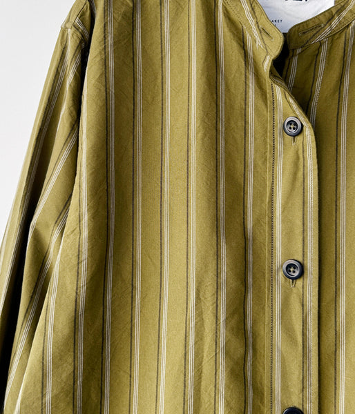 MHL./OFFSET STRIPE COTTON SHIRT WOMENS (OLIVE)