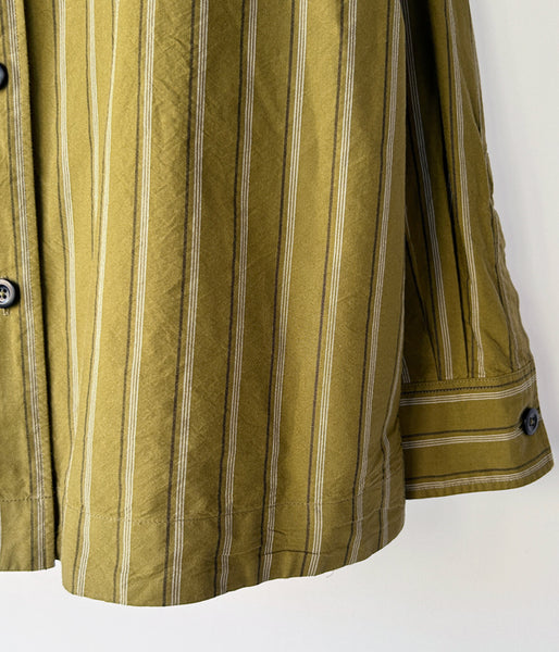 MHL./OFFSET STRIPE COTTON SHIRT WOMENS (OLIVE)