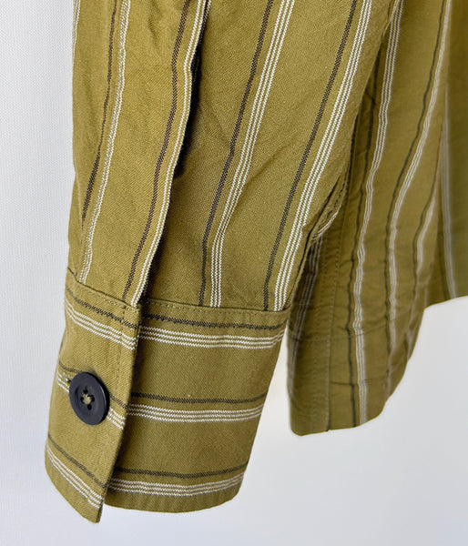 MHL./OFFSET STRIPE COTTON SHIRT WOMENS (OLIVE)