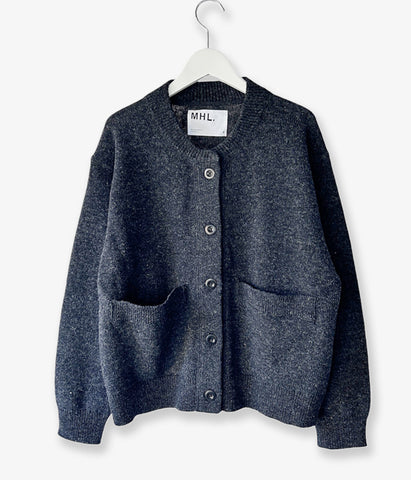 MHL./FINE SHETLAND WOOL CARDIGAN WOMENS (DARK CHARCOAL)