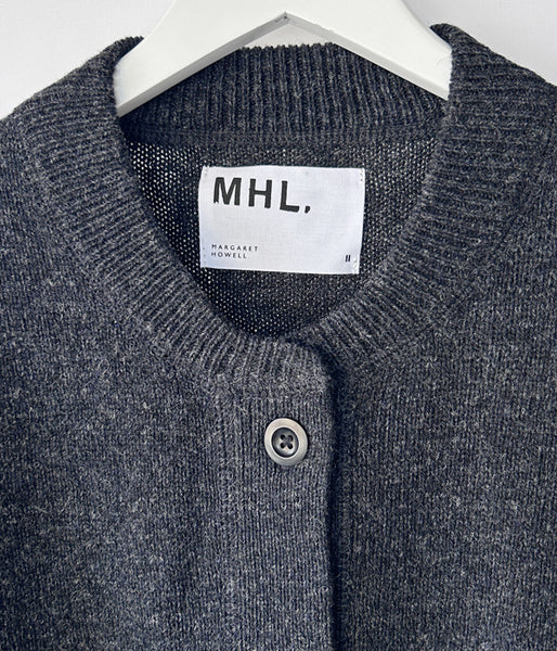 MHL./FINE SHETLAND WOOL CARDIGAN WOMENS (DARK CHARCOAL)