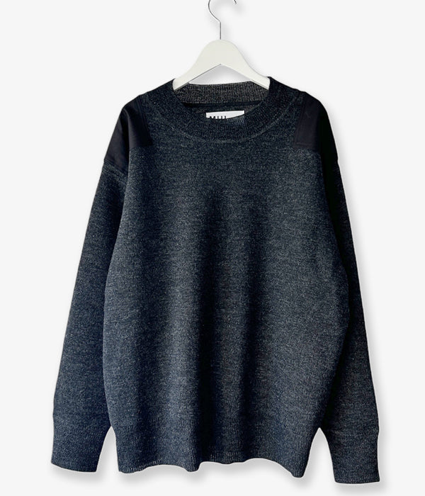 MHL./DRY MERINO WOOL CREW KNIT (DARK CHARCOAL)