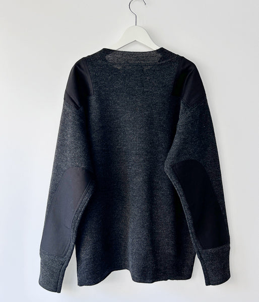 MHL./DRY MERINO WOOL CREW KNIT (DARK CHARCOAL)