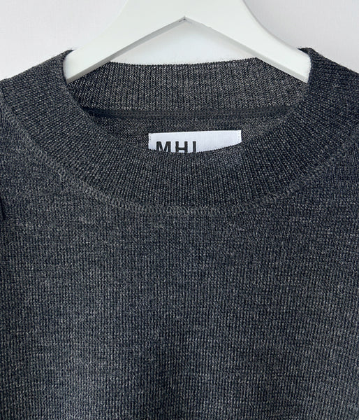 MHL./DRY MERINO WOOL CREW KNIT (DARK CHARCOAL)