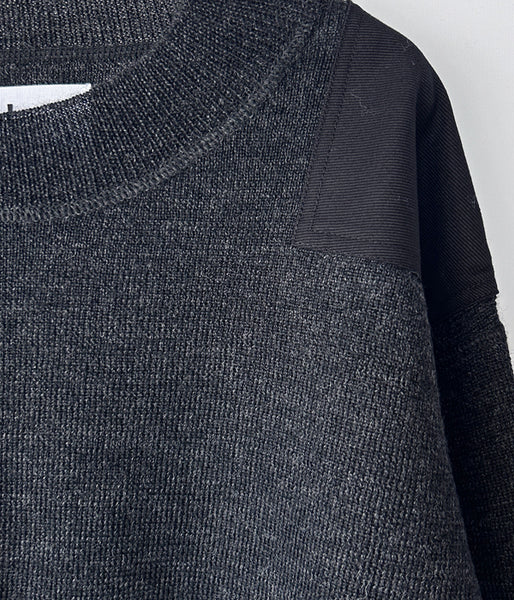 MHL./DRY MERINO WOOL CREW KNIT (DARK CHARCOAL)