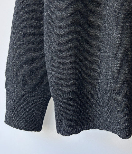 MHL./DRY MERINO WOOL CREW KNIT (DARK CHARCOAL)