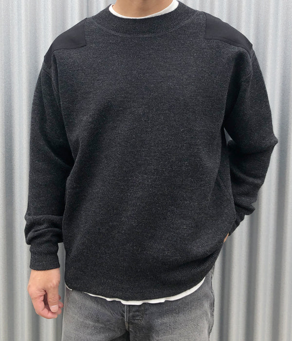 MHL. / DRY MERINO WOOL CREW KNIT/ニット・セーター(薄手)/M/ウール/BRW MHL./DRY MERINO WOOL CREW KNIT (DARK CHARCOAL)