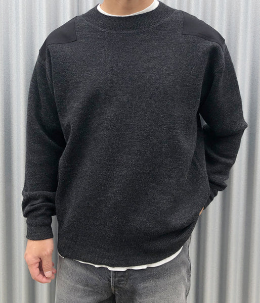 MHL./DRY MERINO WOOL CREW KNIT (DARK CHARCOAL)