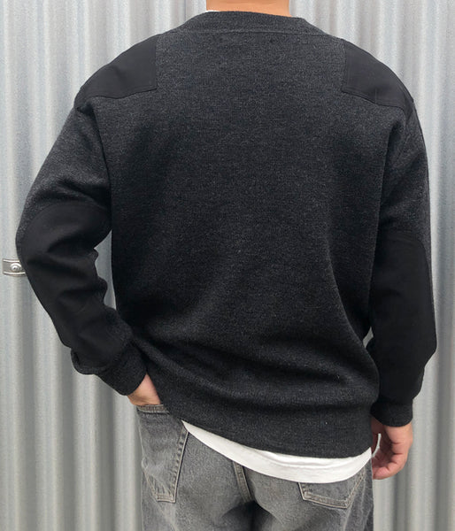 MHL./DRY MERINO WOOL CREW KNIT (DARK CHARCOAL)