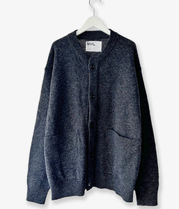 MHL./FINE SHETLAND WOOL CARDIGAN (DARK CHARCOAL)