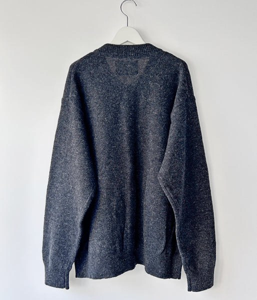 MHL./FINE SHETLAND WOOL CARDIGAN (DARK CHARCOAL)