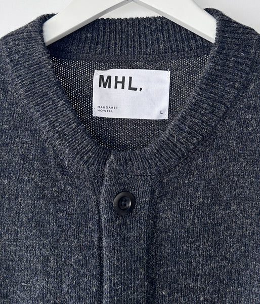 MHL./FINE SHETLAND WOOL CARDIGAN (DARK CHARCOAL)