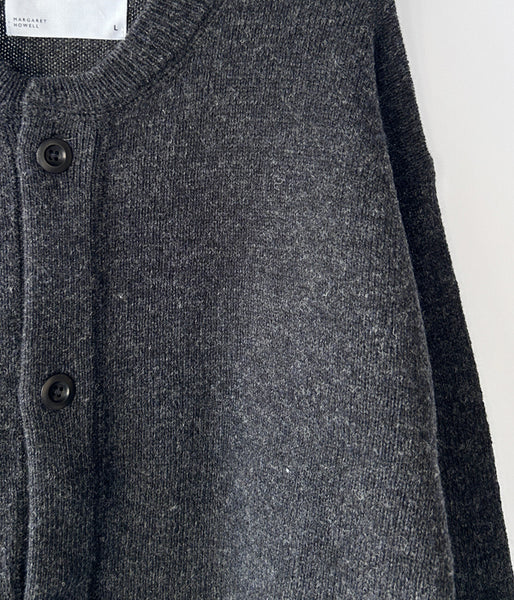 MHL./FINE SHETLAND WOOL CARDIGAN (DARK CHARCOAL)