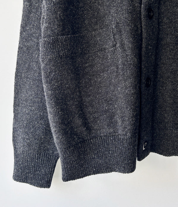 MHL./FINE SHETLAND WOOL CARDIGAN (DARK CHARCOAL)