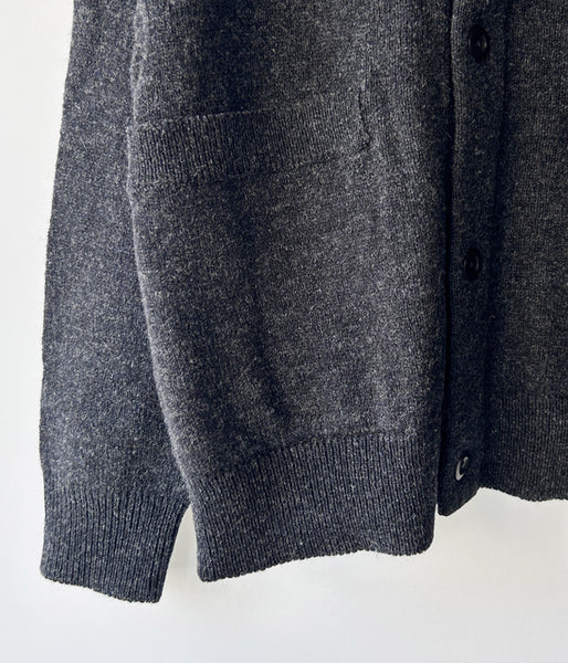 MHL./FINE SHETLAND WOOL CARDIGAN (DARK CHARCOAL)