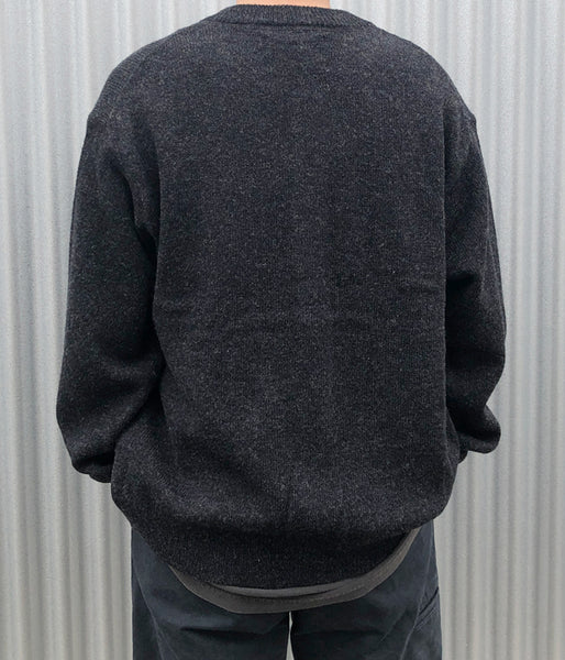 MHL./FINE SHETLAND WOOL CARDIGAN (DARK CHARCOAL)