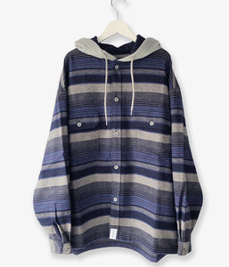 DESCENDANT/SPICOLI HOODED LS SHIRT (NAVY)