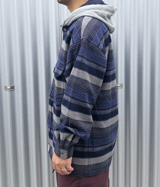 DESCENDANT/SPICOLI HOODED LS SHIRT (NAVY)