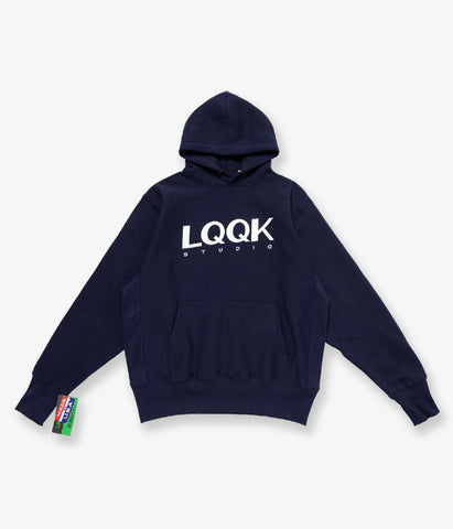 LQQK Studio/SIGNATURE SNAP FLEECE HOODIE (NAVY)