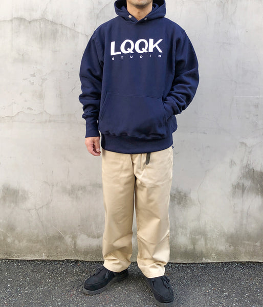 LQQK Studio/SIGNATURE SNAP FLEECE HOODIE (NAVY)