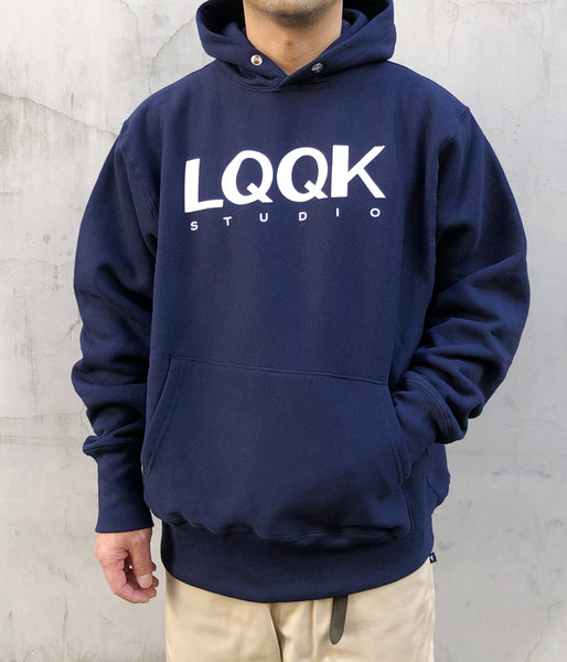 LQQK Studio/SIGNATURE SNAP FLEECE HOODIE (NAVY)