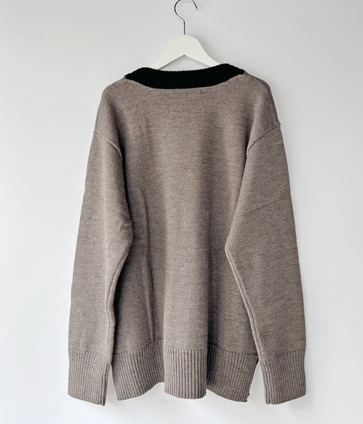 MHL./PURE WOOL CREW KNIT (TAUPE)