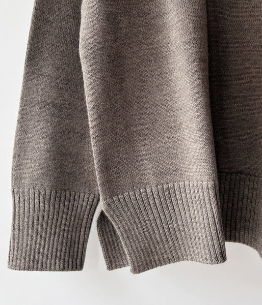 MHL./PURE WOOL CREW KNIT (TAUPE)