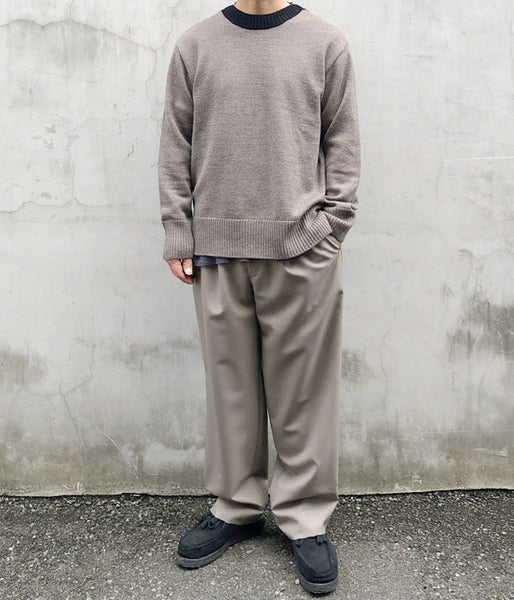 MHL./PURE WOOL CREW KNIT (TAUPE)