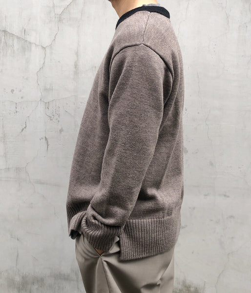 MHL./PURE WOOL CREW KNIT (TAUPE)