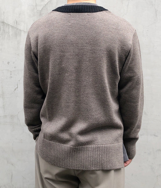 MHL./PURE WOOL CREW KNIT (TAUPE)