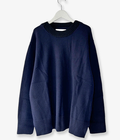 MHL./PURE WOOL CREW KNIT (DARK NAVY)