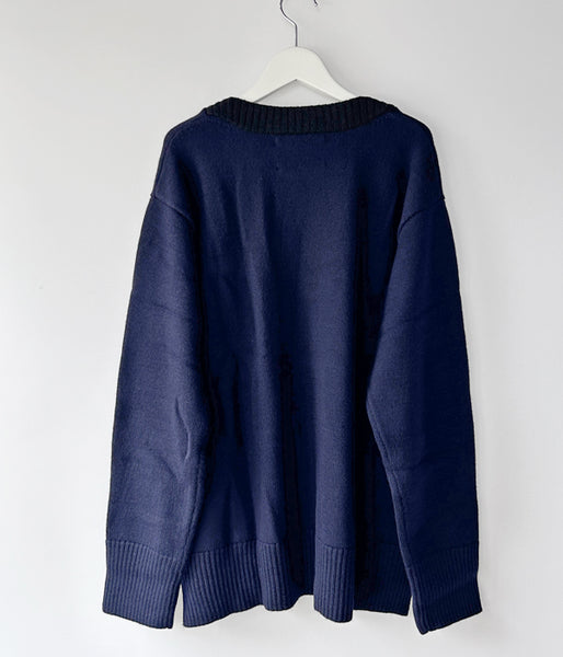 MHL./PURE WOOL CREW KNIT (DARK NAVY)