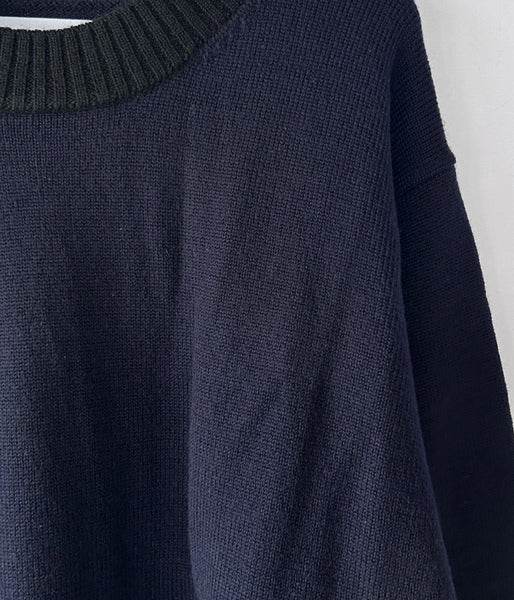 MHL./PURE WOOL CREW KNIT (DARK NAVY)