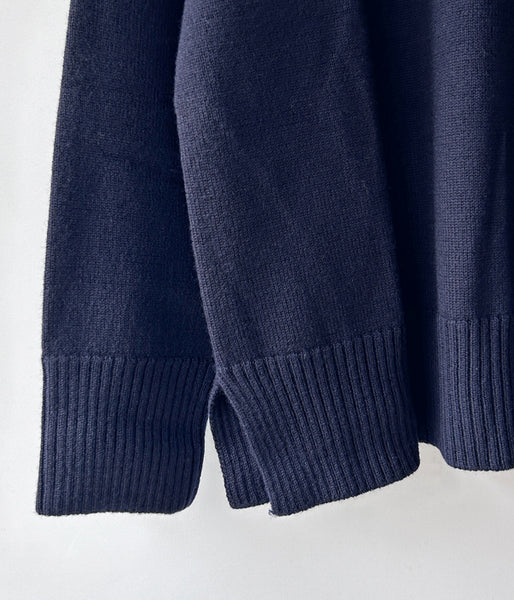 MHL./PURE WOOL CREW KNIT (DARK NAVY)