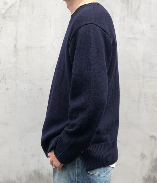 MHL./PURE WOOL CREW KNIT (DARK NAVY)