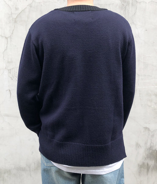 MHL./PURE WOOL CREW KNIT (DARK NAVY)